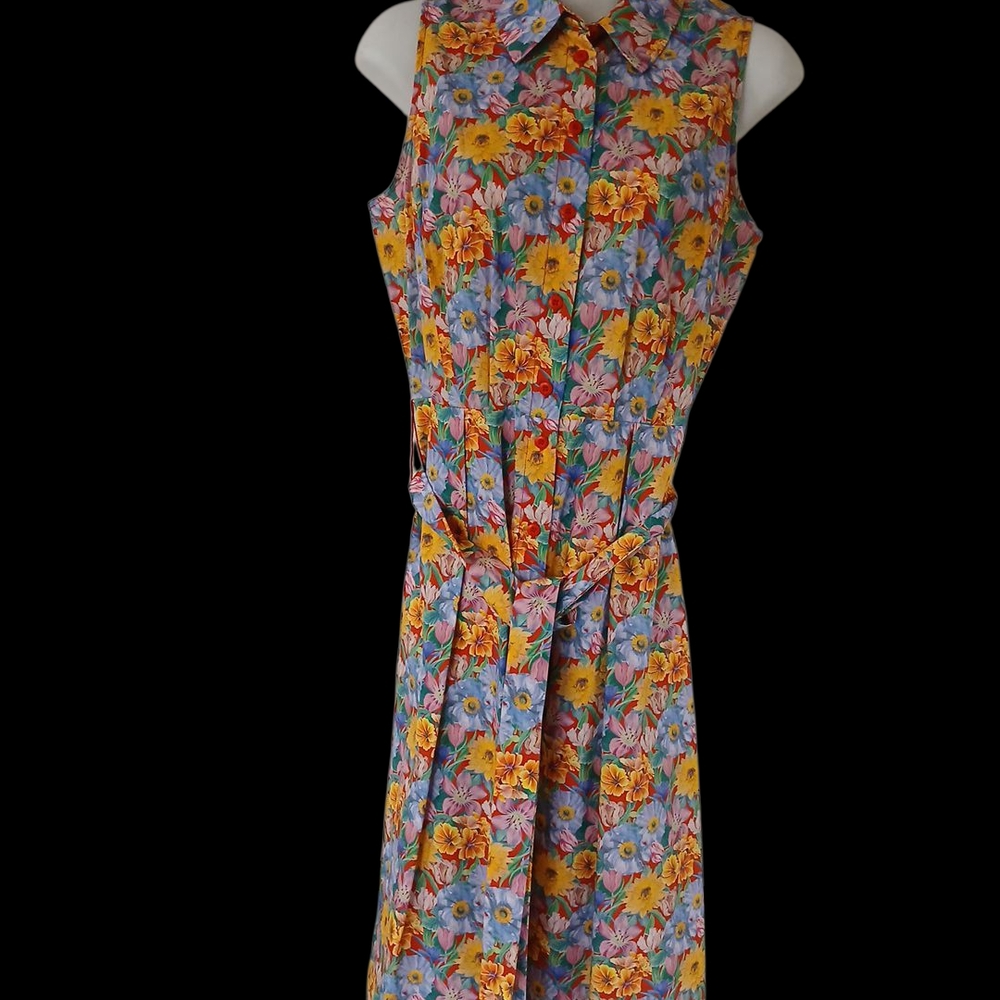 ANTONIO MELANI Orange and Blue Sundress with Peter Pan Collar. NWOT